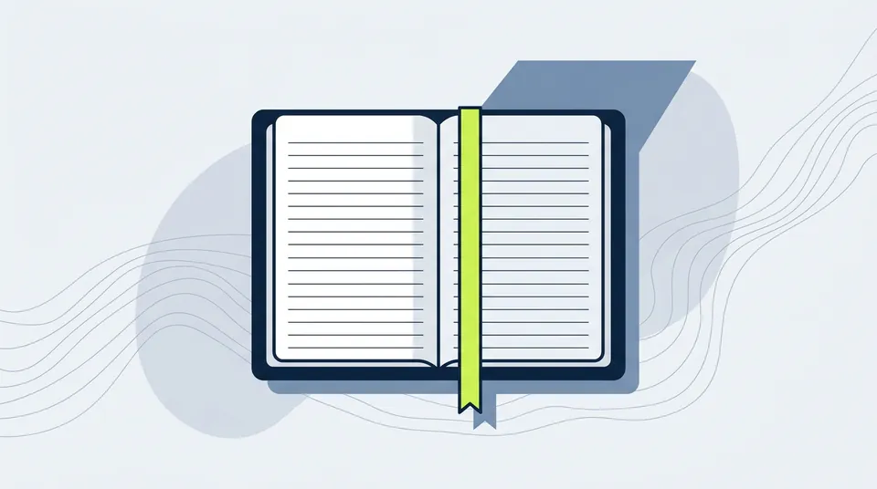 An open notebook with a bookmark ribbon